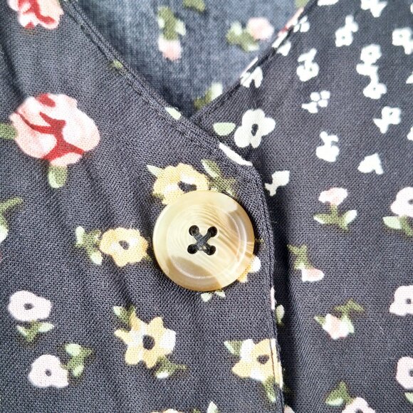 Black Floral Print Button-Down Dress - Picture 7 of 7